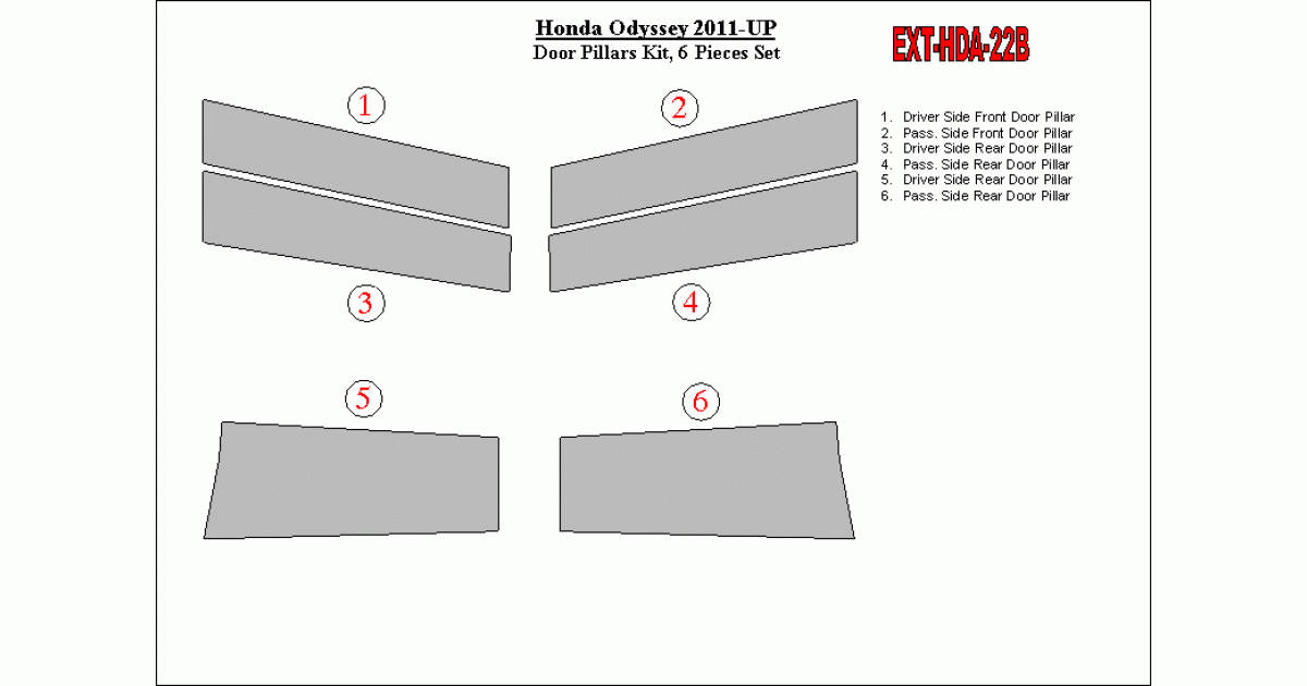 Honda Odyssey Up Exterior Door Pillars