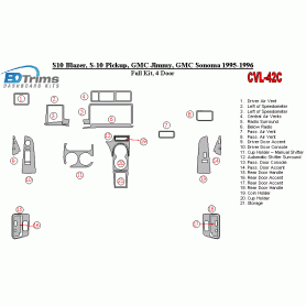 GMC Sonoma 1995 - 1996 Dash Trim Kit