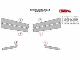 Hyundai Accent 2012-UP Exterior Door Pillars