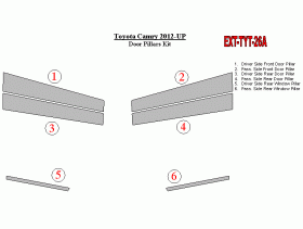 Toyota Camry 2012-UP Exterior Door Pillars