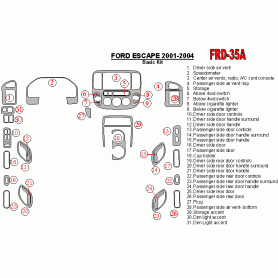 Ford Escape 2001 - 2004 Dash Trim Kit