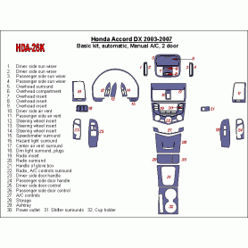 Honda Accord DX 2003 - 2007 Dash Trim Kit