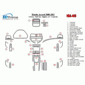 Honda Accord 2008 - 2012 Dash Trim Kit