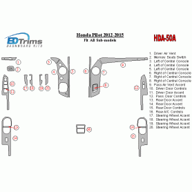 Honda Pilot 2012 - 2015 Dash Trim Kit