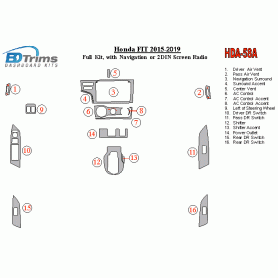 Honda Fit 2015 - 2019 Dash Trim Kit