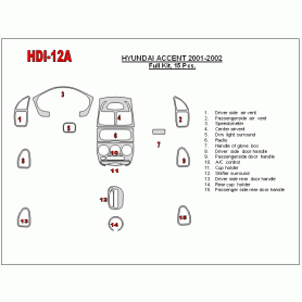 Hyundai Accent 2001 - 2002 Dash Trim Kit