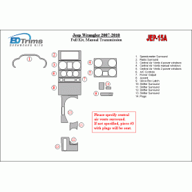 Jeep Wrangler 2007 - 2010 Dash Trim Kit