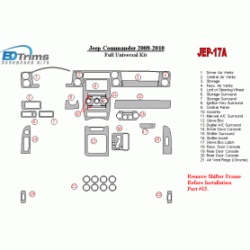 Jeep Commander 2008 - 2010 Dash Trim Kit