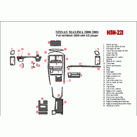 Nissan Maxima 2000 - 2001 Dash Trim Kit