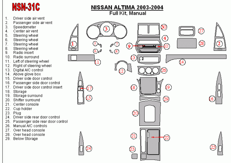 2003 nissan altima dash kit