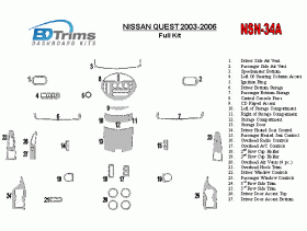 Nissan Quest 2003 - 2006 Dash Trim Kit