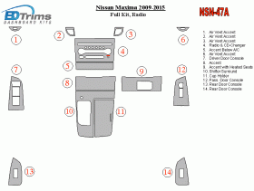 Nissan Maxima 2009 - 2015 Dash Trim Kit