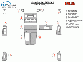 Nissan Maxima 2009 - 2015 Dash Trim Kit