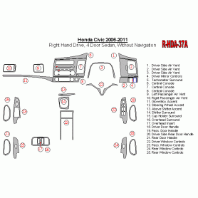 Honda Civic 2006-2011 Dash Trim Kit (RHD)