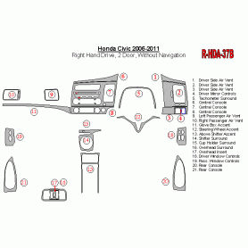 Honda Civic 2006-2011 Dash Trim Kit (RHD)