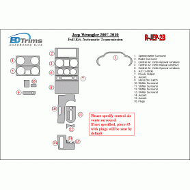 Jeep Wrangler 2007-2010 Dash Trim Kit (RHD)