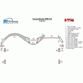 Toyota Previa 1990-UP Dash Trim Kit (RHD)