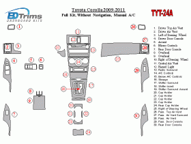 Toyota Corolla 2009 - 2011 Dash Trim Kit