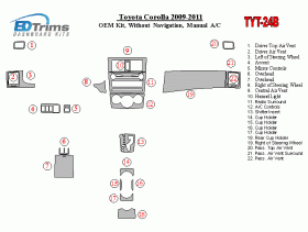 Toyota Corolla 2009 - 2011 Dash Trim Kit