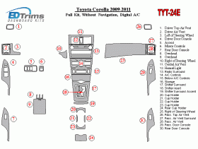 Toyota Corolla 2009 - 2011 Dash Trim Kit