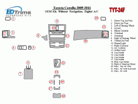 Toyota Corolla 2009 - 2011 Dash Trim Kit