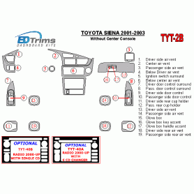 Toyota Sienna 2001 - 2003 Dash Trim Kit