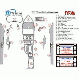 Toyota Celica 2000 - 2005 Dash Trim Kit