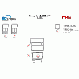 Toyota Corolla 1993 - 1997 Dash Trim Kit