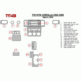 Toyota Corolla 2003 - 2008 Dash Trim Kit