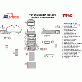 Toyota Sienna 2004 - 2010 Dash Trim Kit