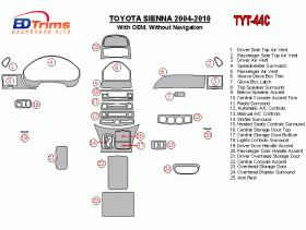 Toyota Sienna 2004 - 2010 Dash Trim Kit