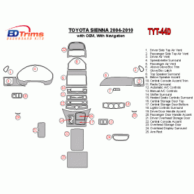 Toyota Sienna 2004 - 2010 Dash Trim Kit