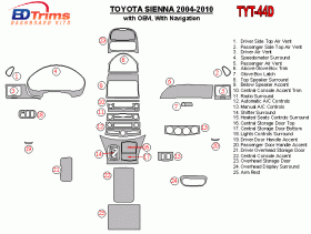 Toyota Sienna 2004 - 2010 Dash Trim Kit