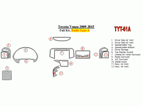 Toyota Venza 2009 - 2015 Dash Trim Kit