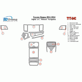 Toyota Sienna 2011 - 2014 Dash Trim Kit