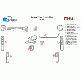 Toyota Prius C 2012 - 2014 Dash Trim Kit