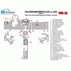 Volkswagen Beetle 2001 - 2005 Dash Trim Kit