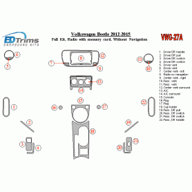 Volkswagen Beetle 2012 - 2015 Dash Trim Kit