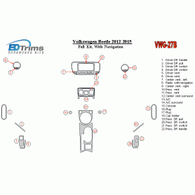 Volkswagen Beetle 2012 - 2015 Dash Trim Kit