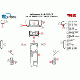 Volkswagen Beetle 2012 - 2015 Dash Trim Kit