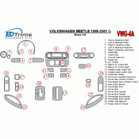 Volkswagen Beetle 1998 - 2001 Dash Trim Kit